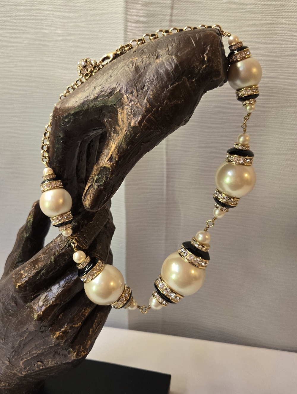 Kate Spade Pearl Statement‎ Necklace Gold Rhinestone Beaded Chunky Necklace